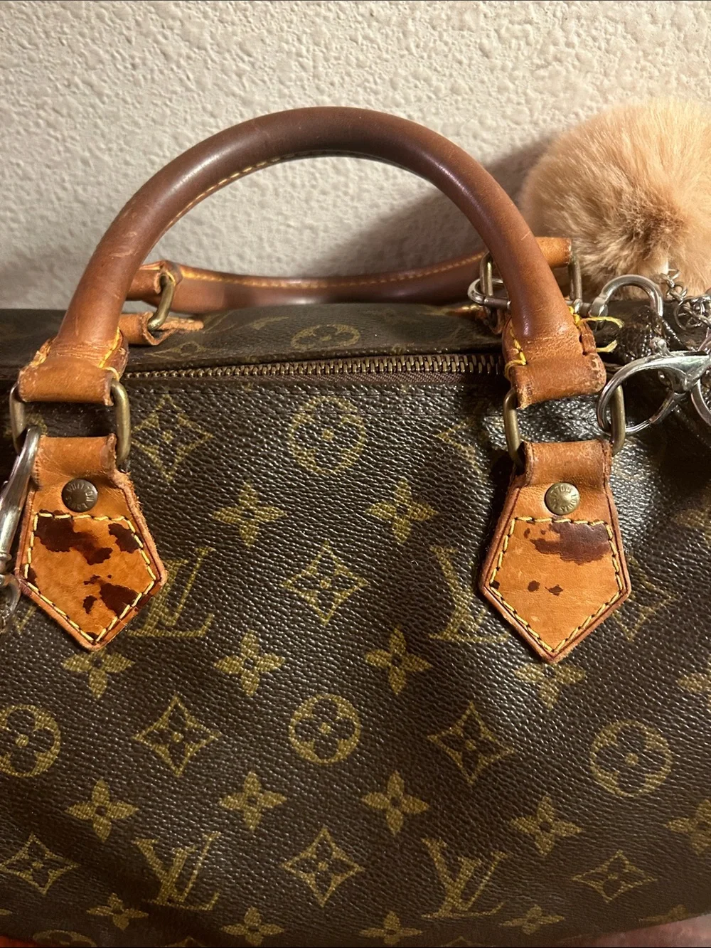 Louis Vuitton Monogram Satchel with Colorful Scarf-Wrapped Handles